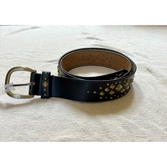 Women's No Boundaries Brown Bronze Studded Belt Faux Leather Size XL Punk Metal - Picture 2 of 4